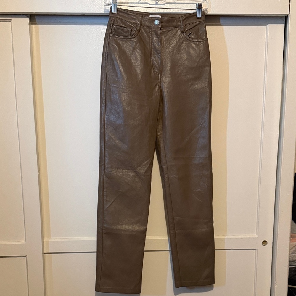 Wilfred Straight-Leg Faux Leather Jeans in Dark Brown
